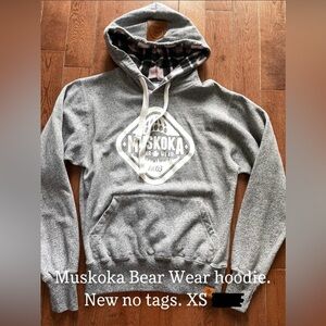 Muskoka Bear Wear ladies pullover fleece lined hoodie salt and pepper grey NWOT